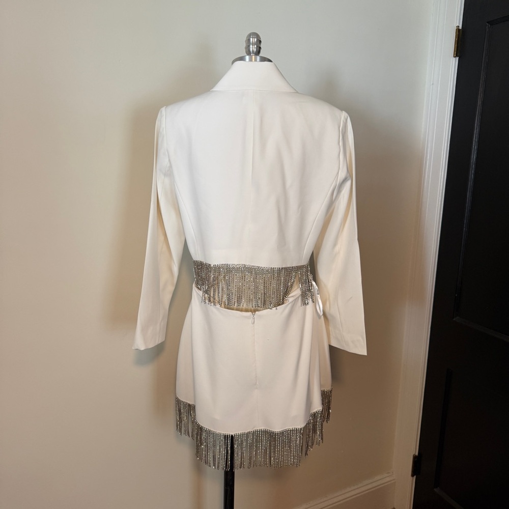 Gianni Bini White Rhinestone Fringe Two Piece Set - Picture 7 of 14